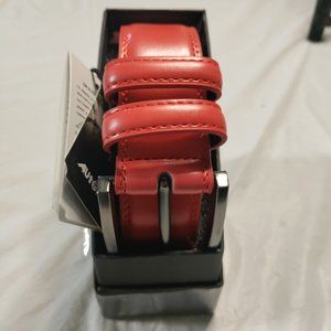 Men's NWT Auto lock Belt Size 58" Red Genuine Leather